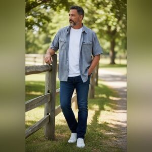 Woolrich Men's Short-Sleeve Plaid Shirt - Slate Blue